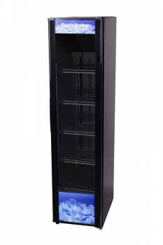 Schmaler schwarzer Getränkekühlschrank mit Glastür – GCGD305