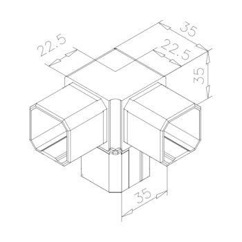 Preview: Vierkantrohr Verbinder 90° mit 1 Abzw. 90° Kyara